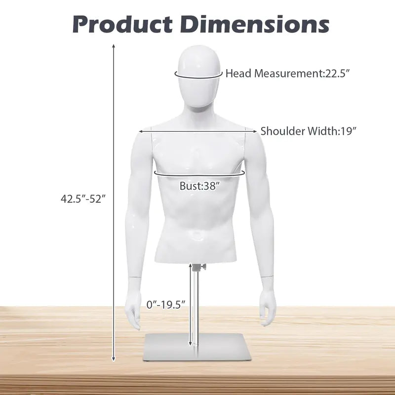 PP Torso Mannequin for Tailoring — Lightweight Male Model Display Stand