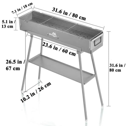 WILLBBQ Heavy-Duty Portable Charcoal Grill for Outdoor Cooking and Commercial Use