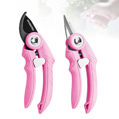 WORKPRO 2-Piece Garden Pruning Shears Set  6.9-Inch Bypass & Straight Clippers for Precision Trimming