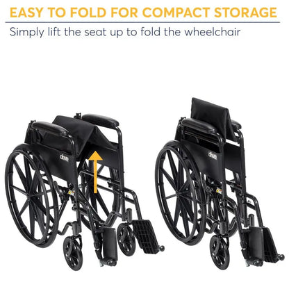 Drive Medical Silver Sport 1 Lightweight Wheelchair  250-Lb Capacity, Full Arms, Removable Footrests