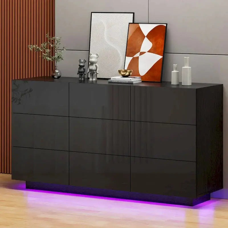 9-Drawer Dresser Tower  Lighted Bedroom Storage Cabinet with Vertical Organization