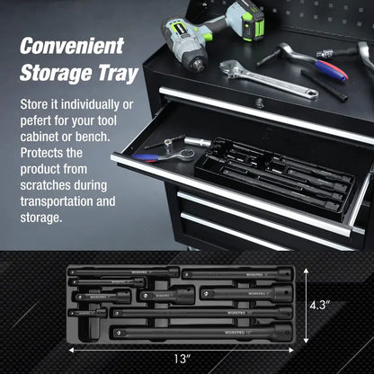 WORKPRO 9-Piece Impact Driver Extension Bar Kit  Durable Hex-Shank Extensions