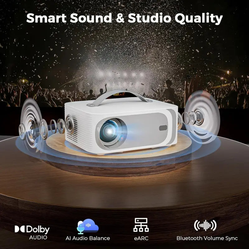 High-Performance 4K Outdoor Projector: 3200 ANSI Lumens, 50W Dolby Audio, 5000+ Apps
