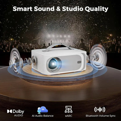 High-Performance 4K Outdoor Projector: 3200 ANSI Lumens, 50W Dolby Audio, 5000+ Apps