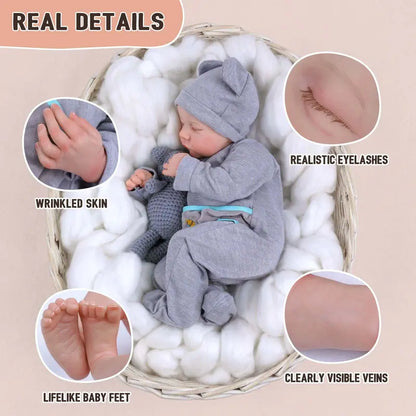 Lifelike 20″ Reborn Baby Boy Doll  Realistic Vinyl, Soft Body with Outfit & Toy Gift Set