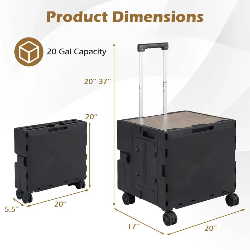 Lightweight Foldable Utility Cart with 360° Swivel Wheels