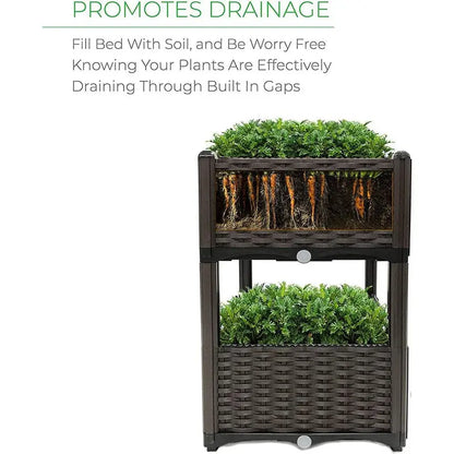 BACKYARD EXPRESSIONS PATIO · HOME · GARDEN Backyard Expressions 16 in. x 16 in. x 18 in. Resin Wicker Elevated Garden Bed 911216