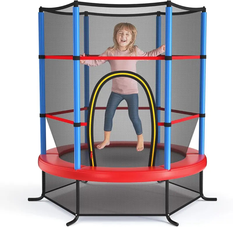 55-Inch Kids’ Trampoline  ASTM-Certified 4.6-Foot Toddler Bouncer with Safety Enclosure Net