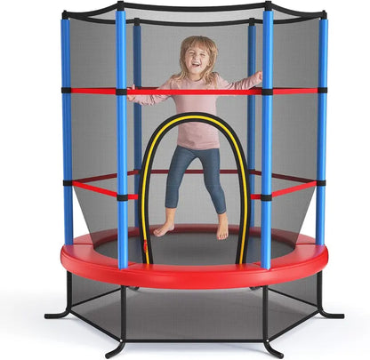 55-Inch Kids’ Trampoline  ASTM-Certified 4.6-Foot Toddler Bouncer with Safety Enclosure Net