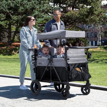 Delta Children Jeep Wrangler 4-Seater Stroller Wagon  Premium Quad-Wheel All-Terrain Wagon
