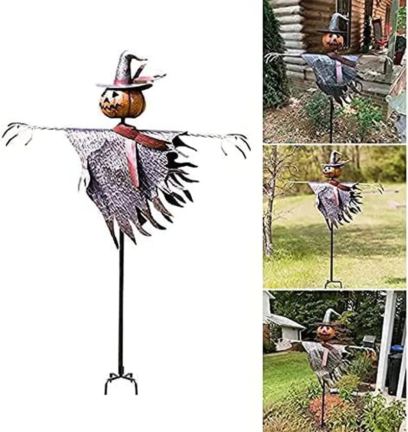 Handcrafted Halloween Scarecrow with Jack-O’-Lantern Accent