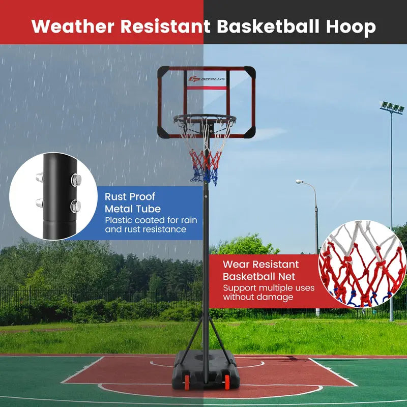 Height-Adjustable Basketball Hoop System (6.38.1 FT) with Wheels and Ball Storage