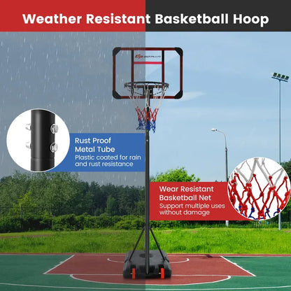 Height-Adjustable Basketball Hoop System (6.38.1 FT) with Wheels and Ball Storage