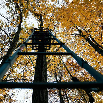 RIVERS EDGE Jumbo Jack Ladder Stand RE658  Adjustable Shooting Rail, Large Platform, Mesh Seat