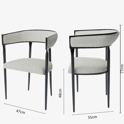 Chaise de salle   manger design dossier arrondi bouclette blanche Aurore