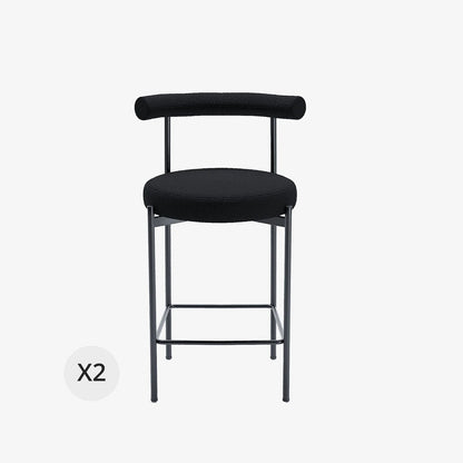 Lot de 2 chaises de bar bouclette grise anthracite  Charlotte