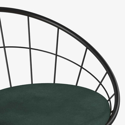 Chaise en métal et velours vert sapin