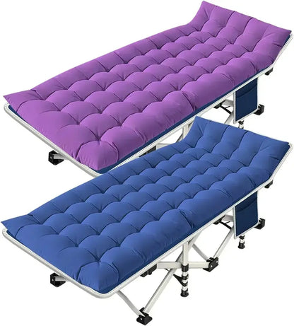 Heavy-Duty Folding Camping Cots with Built-in Mattresses  2-Piece Set for Outdoor Comfort