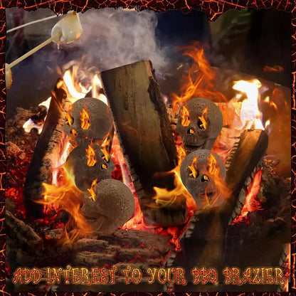 48-Piece Fire Pit Skull Set  Weatherproof Stone-Look Halloween Accents