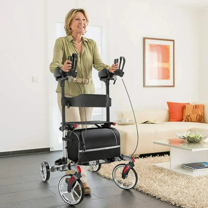Heavy-Duty Rollator Walker for Seniors  Reinforced Steel Frame, Large Wheels, Adjustable Height & Seat