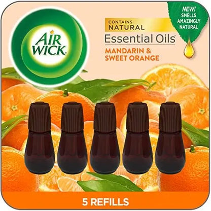 Air Wick Essential Mist Refill, Mandarin & Sweet Orange, 5 ct, Essential Oils Diffuser Freshener