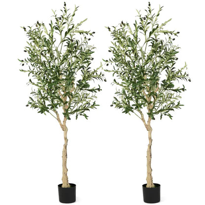 6-Foot Silk Olive Tree  Tall Realistic Fake Potted Tree with Decorative Planter