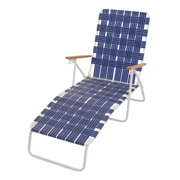 Rio Brands Steel Folding Web Chaise Lounge  Blue Outdoor Pool or Beach Chair
