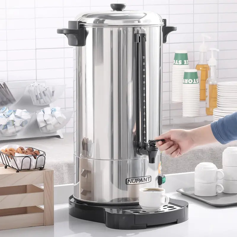 Commercial 100-Cup Stainless Steel Coffee Urn  15L Heavy-Duty 304 Grade Thermal Coffee Maker for Catering and Large Gatherings
