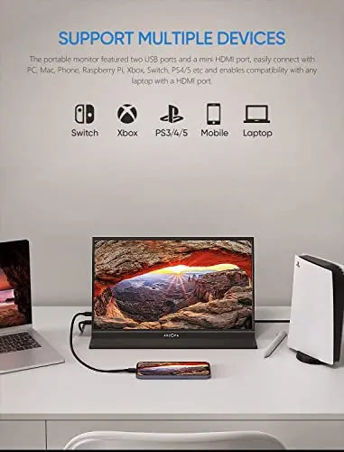 ARZOPA 15.6-Inch Portable USB-C & HDMI Monitor  FHD 1080P Display with HDR and Eye Protection