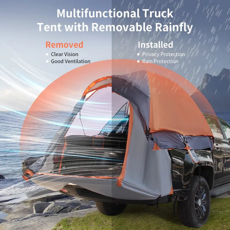 Waterproof Pickup Truck Bed Tent for Two  PU2000mm Coating with Detachable Rainfly
