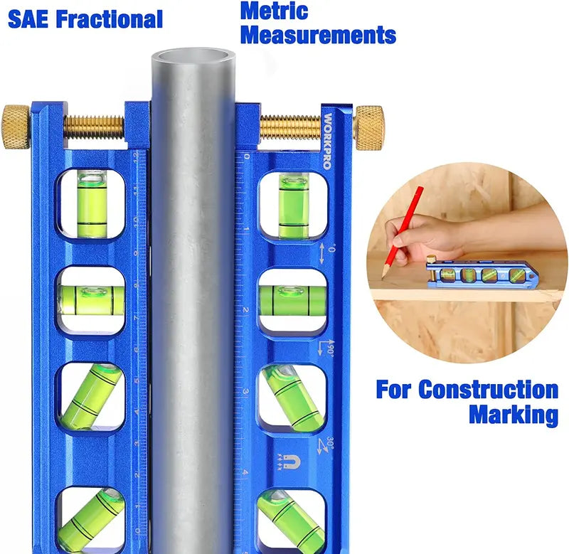 WORKPRO 6.3-Inch Conduit Bending Level  Dual-Vial Aluminum Angle Gauge for Electrical Installations
