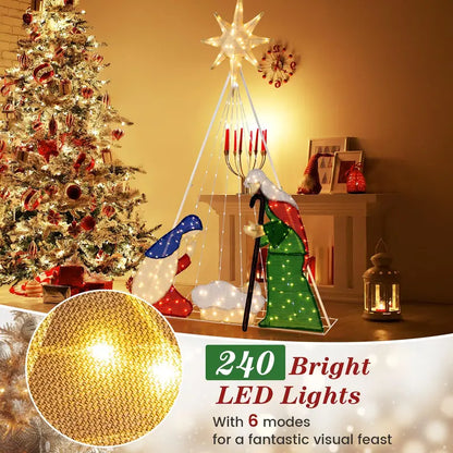 6-Foot Nativity Scene — Illuminated Holy Family Set with 240 Soft-Glow LED Lights
