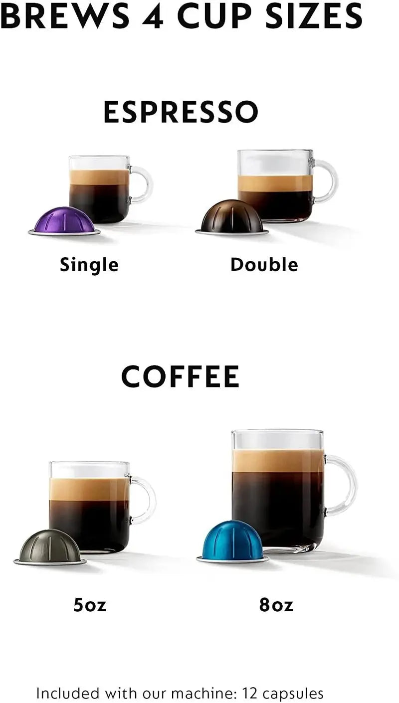 Nespresso VertuoPlus Espresso & Coffee Machine by De’Longhi  Grey with Aeroccino Milk Frother