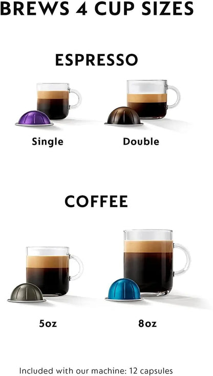 Nespresso VertuoPlus Espresso & Coffee Machine by De’Longhi  Grey with Aeroccino Milk Frother
