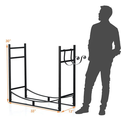 Heavy-Duty 33-Inch Metal Firewood Log Rack for Stable Outdoor Storage