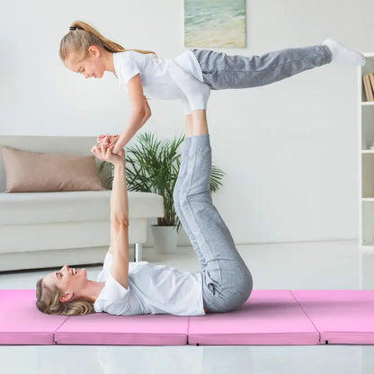 8′ x 4′ Four-Fold Gymnastics Mat  2-Inch Thick Tumbling Pad with Carry Handles