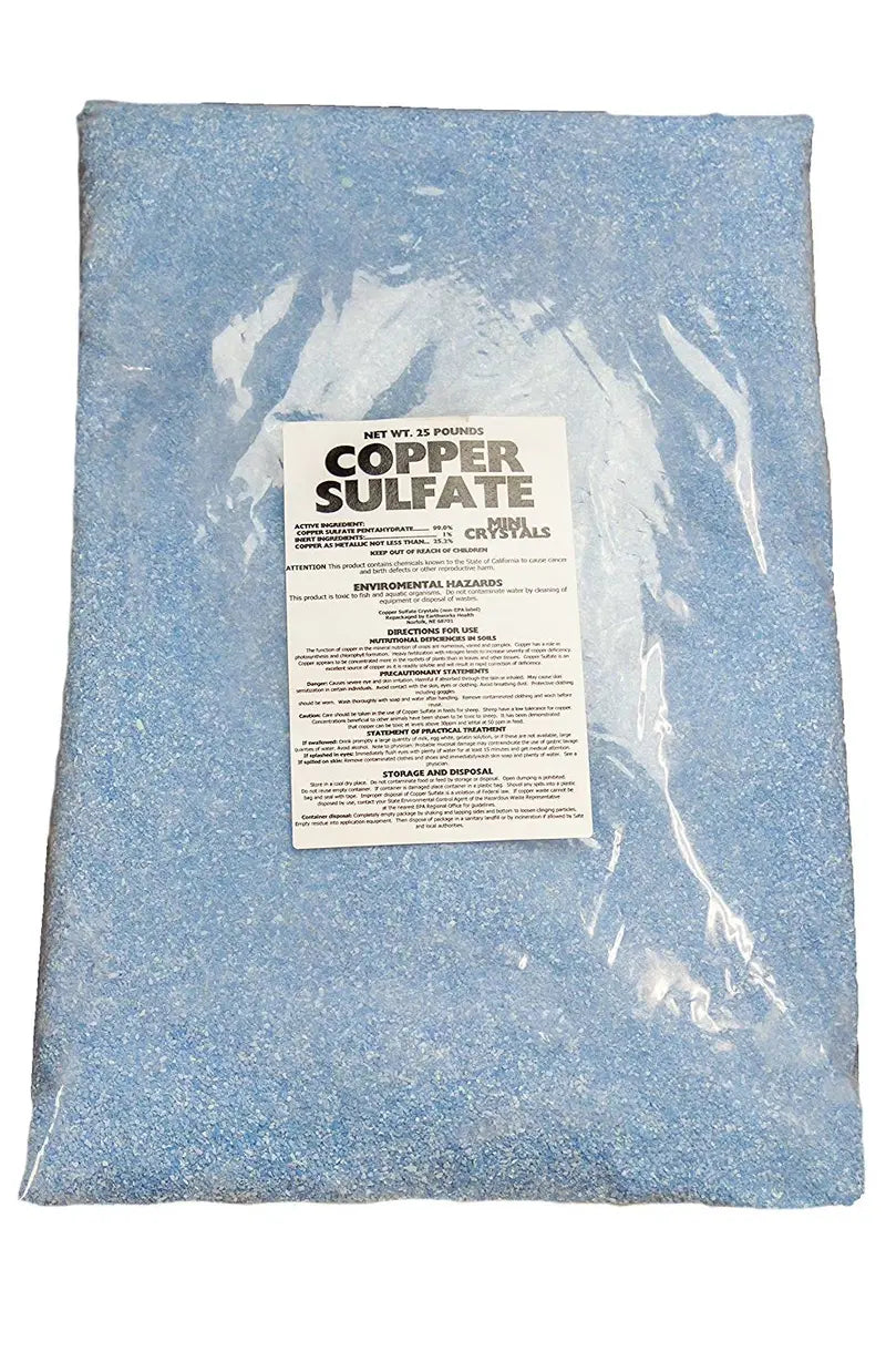 Copper(II) Sulfate Pentahydrate Crystals  25 lb Industrial-Grade Bag