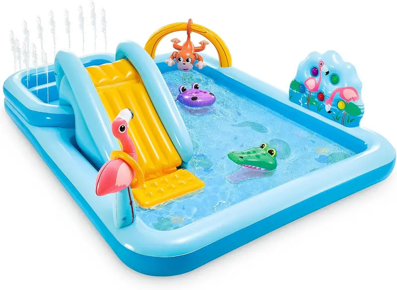Intex Jungle Adventure Inflatable Play Center  96″ x 78″ x 28″ Kiddie Splash Pool with Water Slide for Toddlers & Backyard Fun