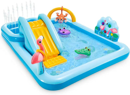 Intex Jungle Adventure Inflatable Play Center  96″ x 78″ x 28″ Kiddie Splash Pool with Water Slide for Toddlers & Backyard Fun