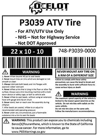 22 x 10  10 Ocelot P3039 ATV Tire