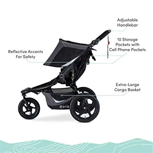 BOB Gear Revolution Flex 3.0 Duallie Double Jogging Stroller, Graphite Black