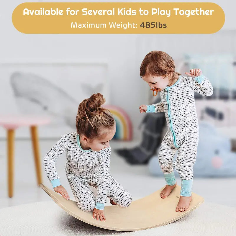 Curved Wooden Balance Board  Wobble Training Tool for Core Stability & Coordination