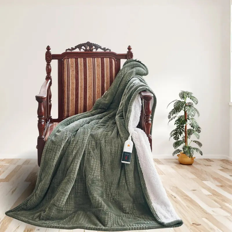 Adjustable Electric Heated Blanket with Precise Temperature Control & Auto-Shutoff Timer