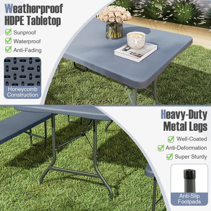 6-Foot Heavy-Duty Plastic Folding Table  350 lb Capacity, HDPE Top for Outdoor Use