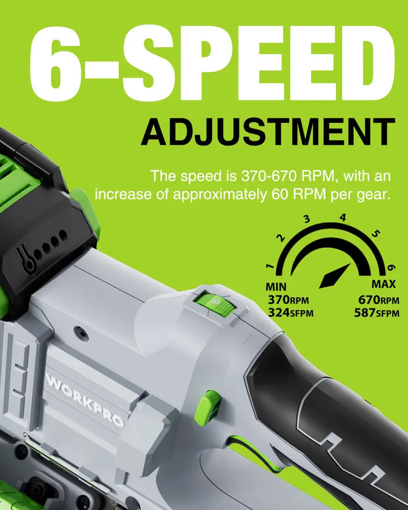 WORKPRO 20V Cordless Band Saw for Metal Cutting — 3.75″ Capacity, 6-Speed Variable Control