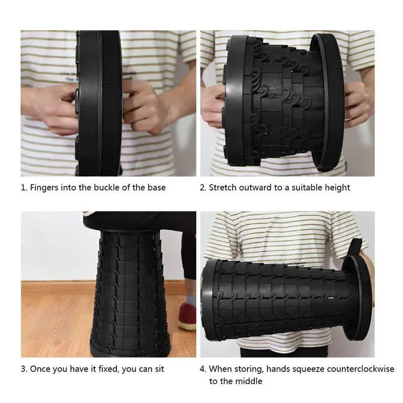 Compact Folding Stool with Enhanced Retractable Design