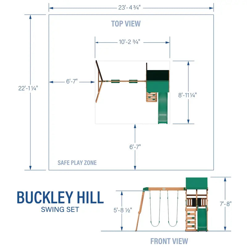 Backyard Discovery Buckley Hill Cedar Swing Set  Includes Two Belt Swings and Covered Deck