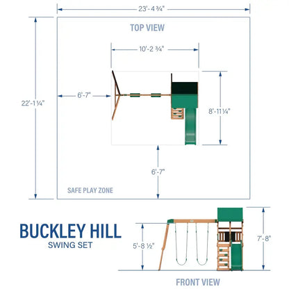 Backyard Discovery Buckley Hill Cedar Swing Set  Includes Two Belt Swings and Covered Deck