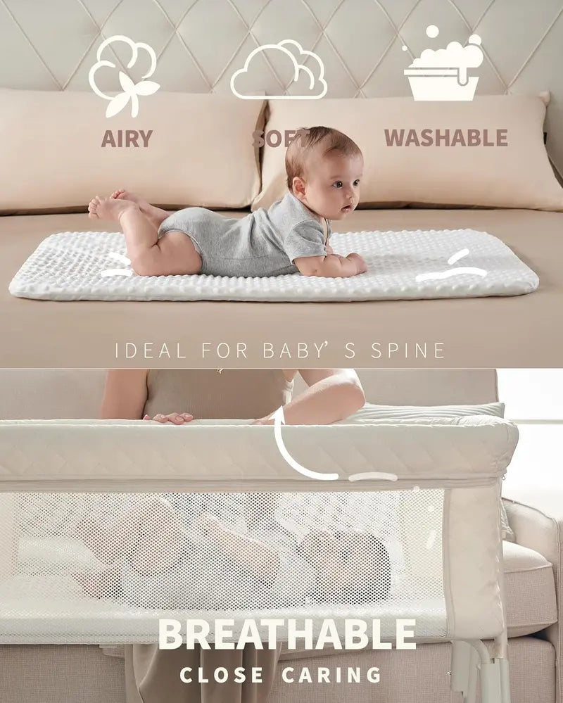 Adjustable Bedside Bassinet with Auto-Lock Safety System for Newborns