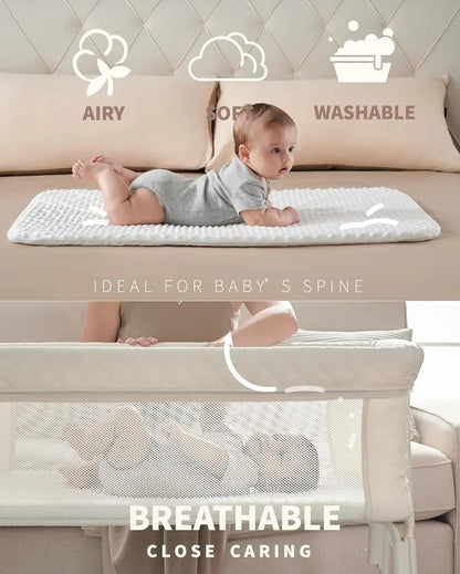 Adjustable Bedside Bassinet with Auto-Lock Safety System for Newborns